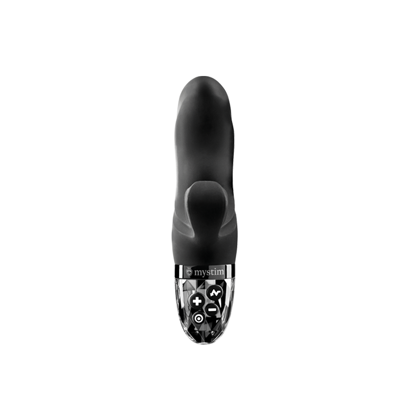 Mystim Hop Hop Bob – Black E‑Stim Rabbit-Vibrator mit G-Punkt‑Spitze und flexiblem Klitoris‑Stimulator Seitenansicht