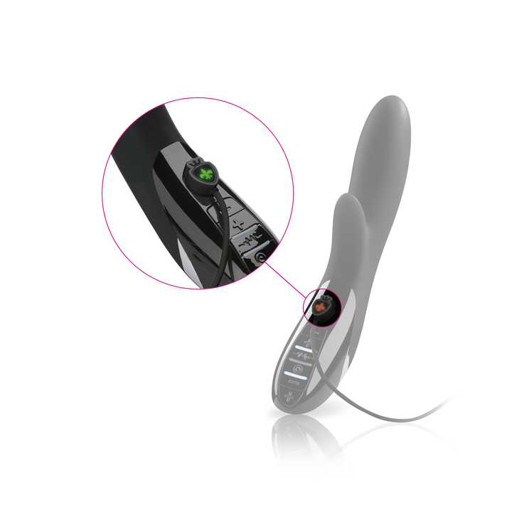 Mystim Daring Danny – Black Darstellung Ladeanschluss und magnetisches Ladekabel