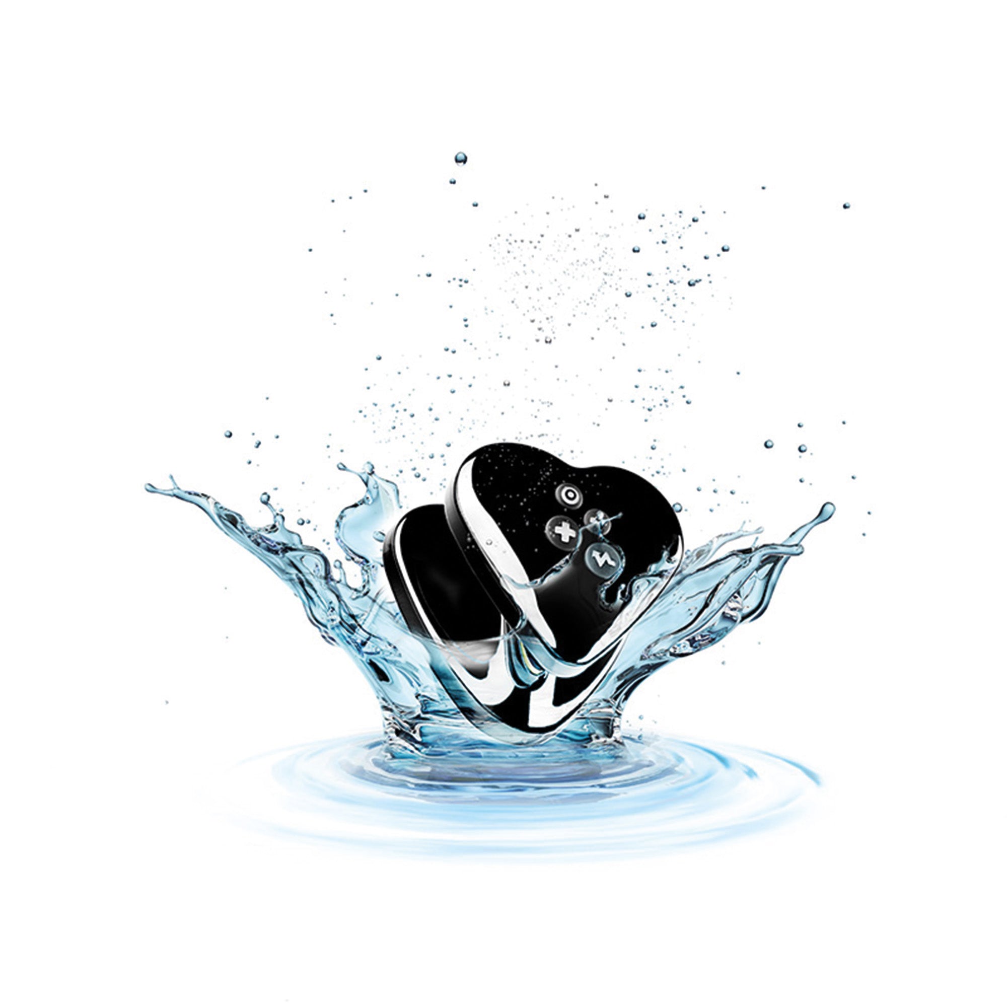 Mystim Heart’s Desire – Black Auflegevibrator mit E-Stim (Herzform)  Darstellung wasserdicht