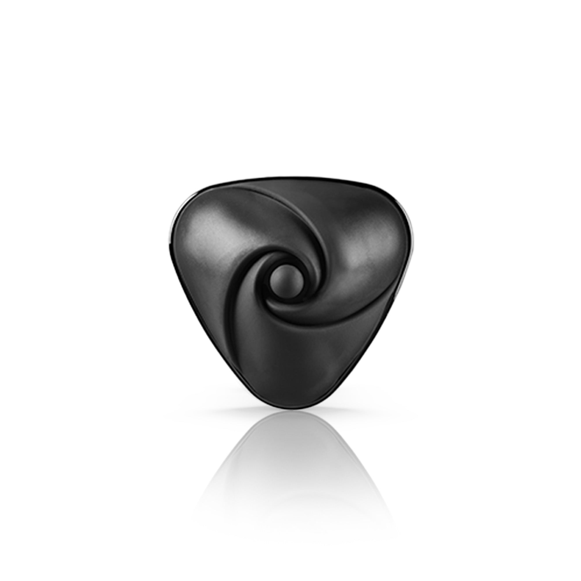 Mystim Heart’s Desire – Black Auflegevibrator mit E-Stim Frontansicht Silikon Rosenform