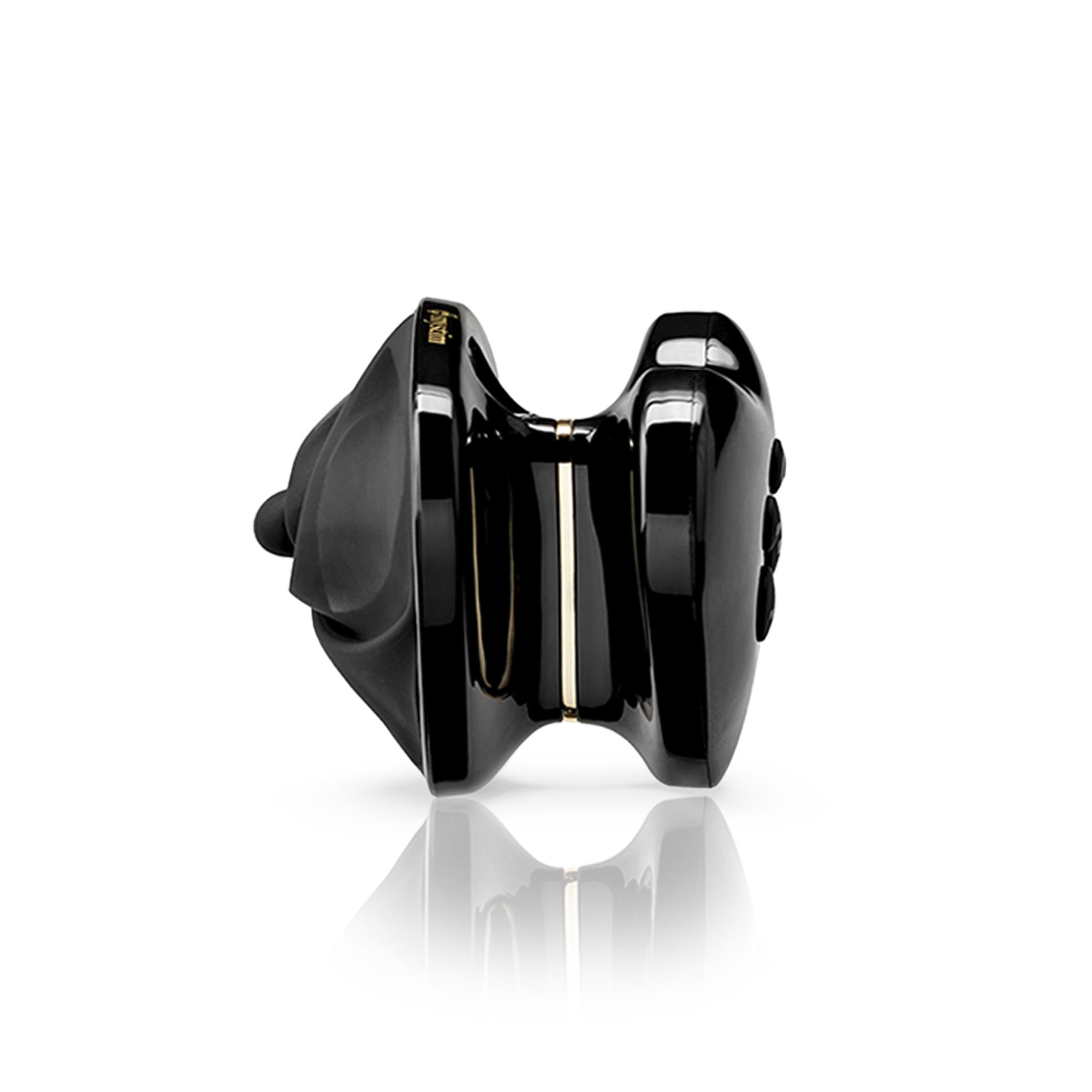 Mystim Heart’s Desire – Black Auflegevibrator mit E-Stim (Herzform)  Seitenansicht