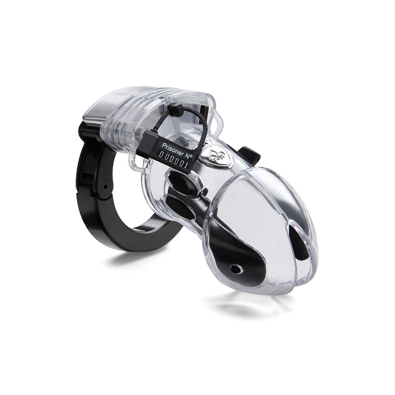 Mystim Pubic Enemy No. 1 – Clear Edition Peniskäfig aus ABS mit E‑Stim Funktion (Länge ca. 9,4 cm, Ø ca. 5,2 cm)