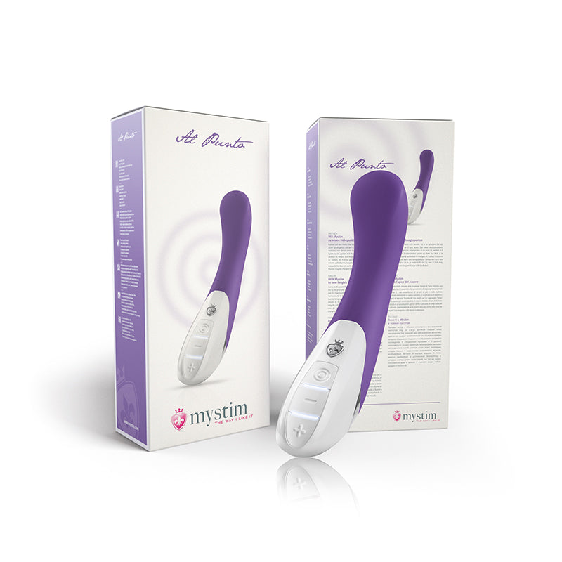 Mystim Al Punto – Originalverpackung des G‑Punkt‑Vibrators inklusive USB‑Ladekabel DP