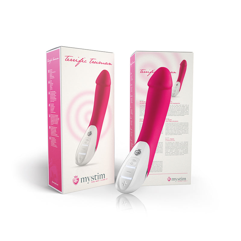Mystim Terrific Truman – Naughty Pink Vibrator aus medizinischem Silikon, 27 cm Länge × Ø 4,3 cm