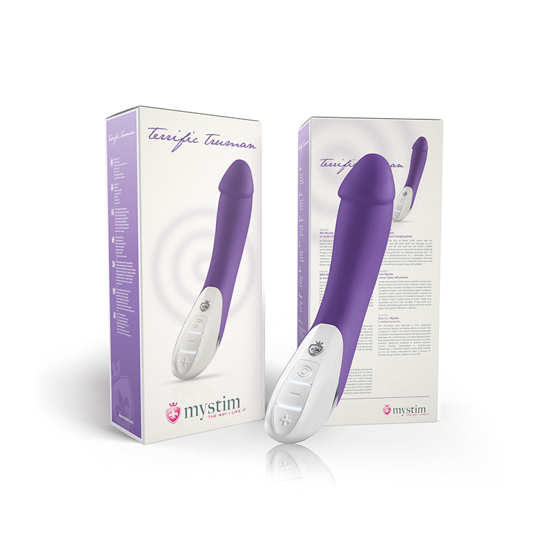 Mystim Terrific Truman – Deep Purple Vibrator aus medizinischem Silikon, 27 cm Länge × Ø 4,3 cm